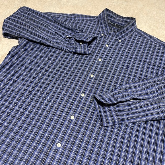 Polo Ralph Lauren Other - Ralph Lauren Blake Button Down Mens Large Blue Plaid Cotton‎ Long Sleeve Shirt